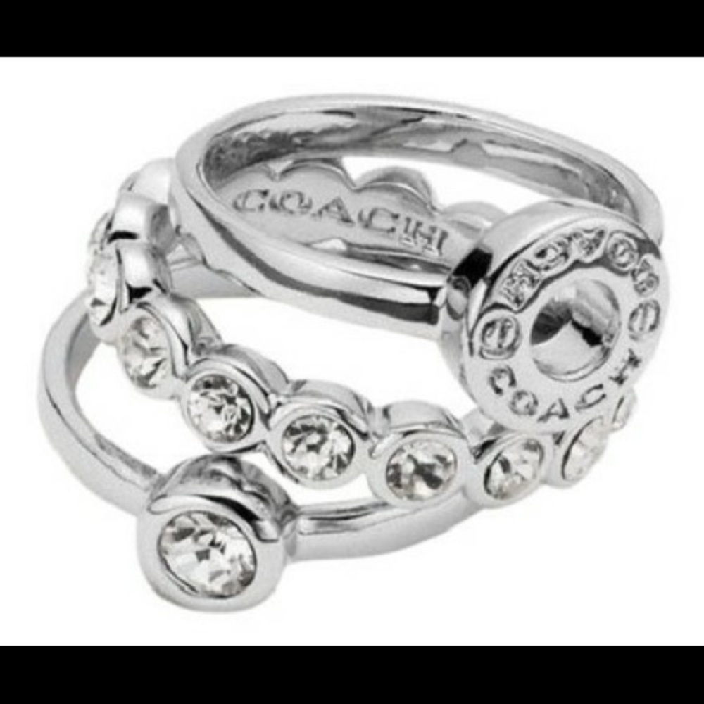 Nwt in box silver Coach Stackable Ring Set sz 7